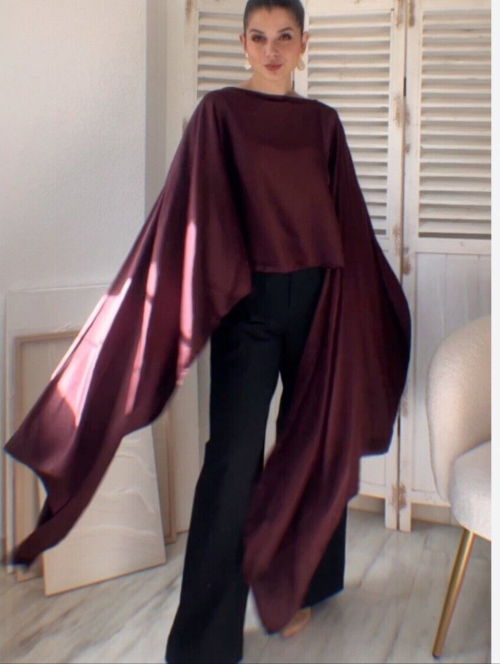 ZARA FLUID SATIN EFFECT CAPE Size XS/S